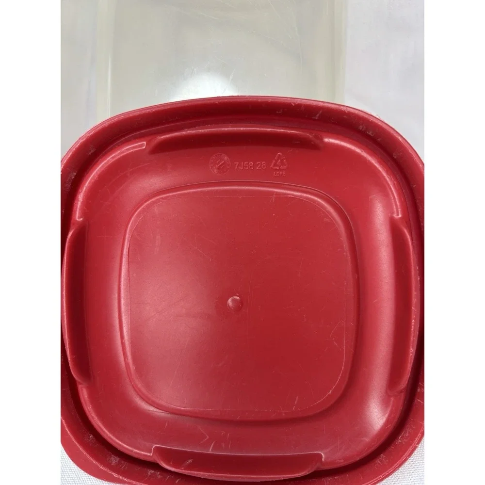 Rubbermaid Storage Container Set 1.2L Rectangular Clear/Red Snap Lid 2pcs